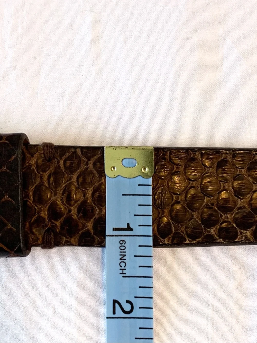 Genuine anaconda snakeskin belt by Trafalgar Luxe brown with brass buckle sz 42